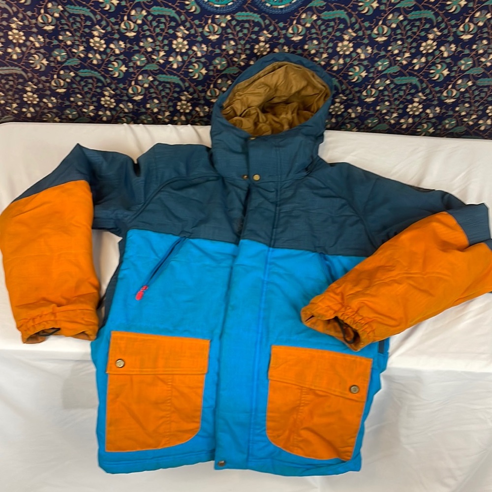 Orange and blue Bonfire ski coat